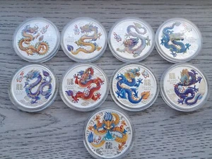 2024 Perth Mint Lunar Dragon 1oz Coloured Full Set - Picture 1 of 7