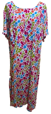 Adini 100% viscose moss crepe dress round neck curved empire line Size 2XL/L2