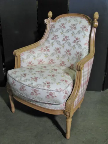 High End Schumacher Custom French Bergere Style Armchair; Light Finish Cover