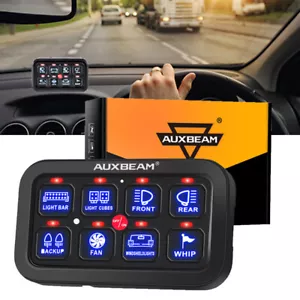 AUXBEAM GA80 8 Gang Switch Panel LED On-Off Control Auxiliary For 16-19 Nissan - Picture 1 of 12
