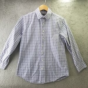 Express Dress Shirt Adult Small 14.5 Slim Fit Purple Check Cotton Casual Mens