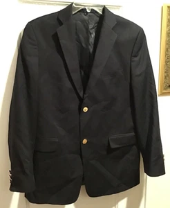 Lord and Taylor Navy Blue Wool Blend 2 Button Blazer Brass Buttons Sz 18 R - Picture 1 of 7