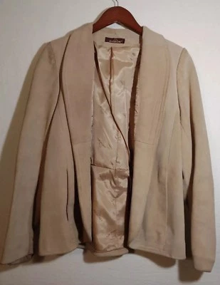 Chaqueta Blazer Abrigo Jordache Mujer Cuero Gamuza Pesada Talla M Frente Abierto Foto 1 de 4