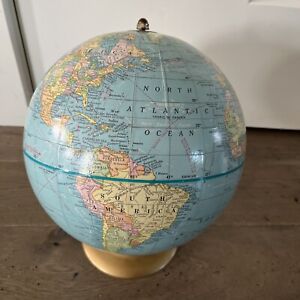 Vintage Cramâ€™S 9â€� Terrestrial Globe on Metal Base Good Color Exc C78 N0. 90