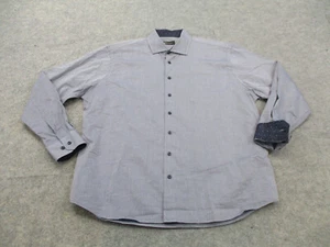 Neiman Marcus Shirt Mens 2XL XXL Blue Polka Dot Long Sleeve Button Up Flip Cuff - Picture 1 of 9