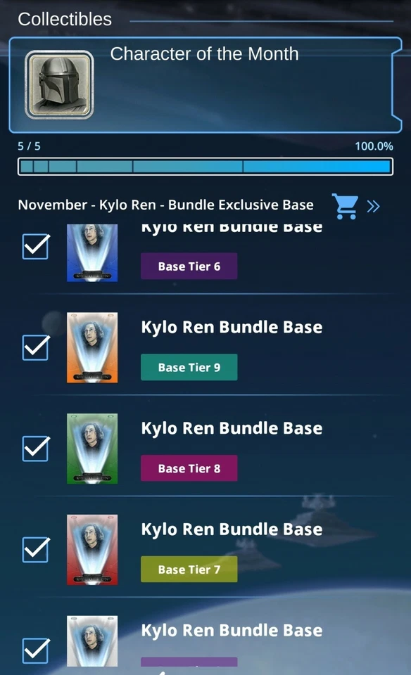 Star Wars Card Trader Character of the Month Kylo (Bundle) Set of 5 Digital Nov - Image 1 of 1