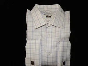 Joseph Abboud men's French cuff Purple stripe dress shirt size 17 sleeves 32/33 - Picture 1 of 7