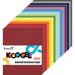 Koogel 60 Sheets Colored Card Stock Printer Paper, 120gsm/ 32lb 20 Colors Ind... - Picture 1 of 6