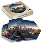 4 x Hexagon Coasters - New York City Skyline Landscape #21939