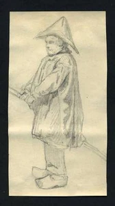 Dessin original HOMME A LA PECHE 19eme siecle - Imagen 1 de 1