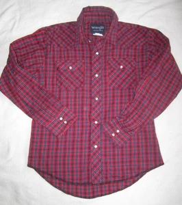 Wrangler Jungen Western rot kariert Druckknopf LS Hemd Gr. M Medium 10 12 Rodeo Cowboy - Bild 1 von 4