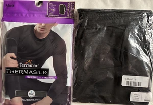 Thermasilk Set Uomo Grande Nero Camicia e Pantaloni Sportivi Seta Termica Intimo NOS - Foto 1 di 13