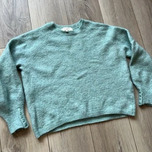 La Maille Sezane Kid Mohair Wool Sweater Aqua Teal Blue Round Neck Cropped L - Picture 1 of 9
