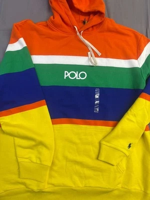 Polo Ralph Lauren Hombre Multicolor Rayas Logo Polar Sudadera con Capucha Foto 1 de 4