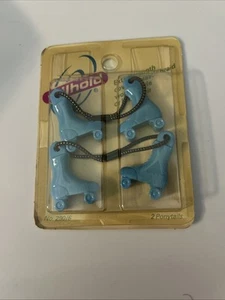 De Colección Wilhold Años 80 Patines Cabello Cola de Caballo Trenza Elástica Azul Paquete de 2 Nuevos de Lote Antiguo - Imagen 1 de 2