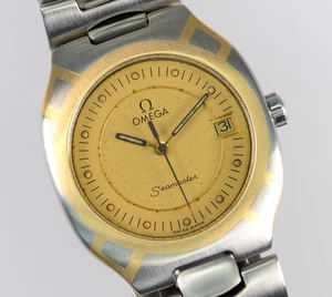 Omega Uhr Seamaster Polaris Edelstahl 18k Gold Quarz 3901022 vintage 32mm Unisex - Picture 1 of 10