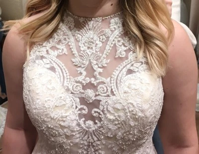 Wedding Dress Size 10 Gold Ivory High Neck - Image 1 of 4