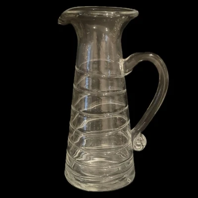 VIDRO SOPRADO À MÃO Bebida PITCHER Vaso Floral ACENTOS COM NERVURAS - Imagem 1 de 4