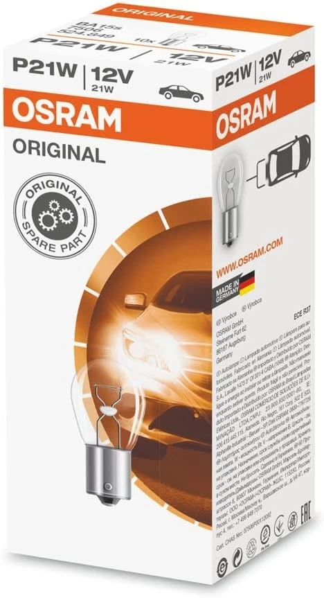 Оригинальные лампы с металлическим основанием Osram 7506, 12 В, 21 Вт (упаковка 10 шт.)  - Изображение 1 из 4