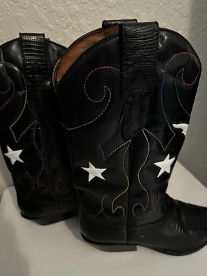 Nine West Peggy Sue Women’s Black with White Stars Western Cowboy Boots Size 9M - Image 1 of 4