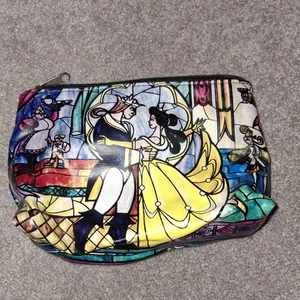 Loungefly Disney Beauty And  Beast Makeup Bag Stained Glass Scene  - Picture 1 of 6