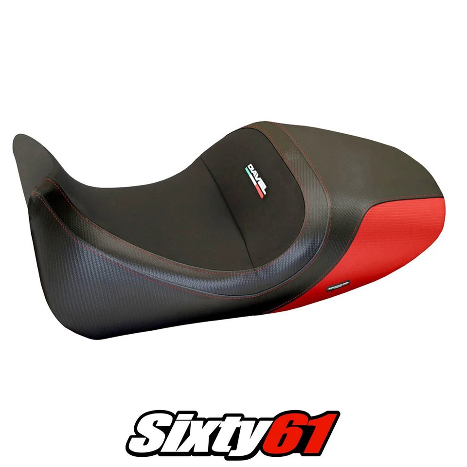 Cubierta de asiento Ducati Diavel 2014 2015 2016 2017 2018 Tappezzeria terciopelo rojo Foto 1 de 4