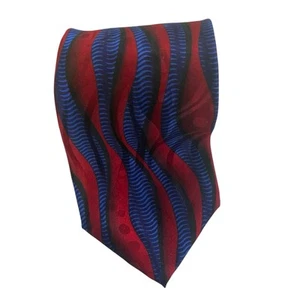 Facets 100% Silk Necktie Red/ Blue Design 56L/3.75 W - Picture 1 of 3