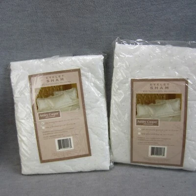 Vintage Ashley Cooper Eyelet Shams Lot of Two 20x28 Cottage Boho Farmhouse - Image 1 of 4