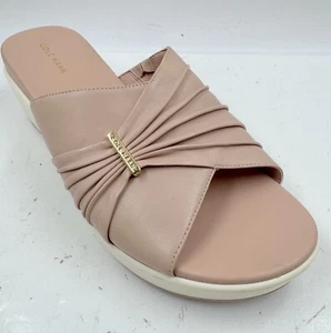 Cole Haan Grand'os Aubree Women's Sandals Sz 10.5 B Beige Leather Slide On Shoes - Picture 1 of 10