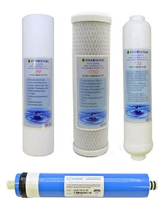 4 Stage Domestic Reverse Osmosis Replacement Filter Pack with 50 GPD Membrane - Picture 1 of 6