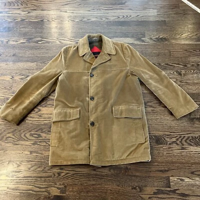 Vintage 70s Style McGregor Tan Corduroy Midi Trench Coat Jacket Men's sz 40 - Image 1 of 4