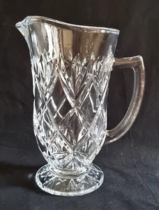 Tall 21.5cms Diamond Cut Lead Crystal Water or Juice Jug 800mls/1.5pints - Picture 1 of 10