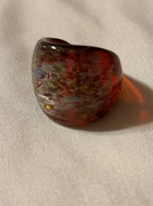 Murano Ring Vintage dome Design Red With Gold Foil Size 7 Costume - Picture 1 of 6