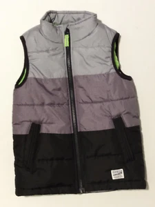 Oshkosh B'Gosh Kids Boys Girls Puffy Vest Gray Black Green Pockets Size 6 - Picture 1 of 9