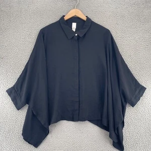 Wynne Layers Giacca Donna 1X Plus Nero Shacket Slouchy Maniche Corte Dolman - Foto 1 di 10