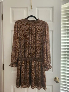 NWT Express Dress. Multicolor Animal Print. Smocked Waist Tiered Ruffle. Size L - Picture 1 of 10
