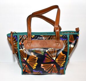 Fossil Multicolor Flowers on Coated Canvas with Brown Accents Tote Bag