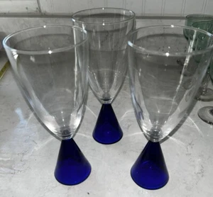 Set of 3 Vintage Sasaki Blue Eon Wine/Champagne Flute Glasses # 2231 - Picture 1 of 5