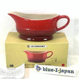 Le Creuset Oval Gravy Boat Serving Cerise Red with Box Stoneware - Picture 1 of 6