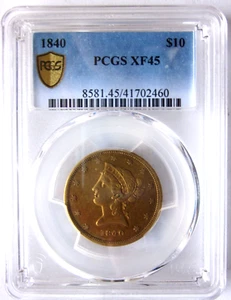 1840 LIBERTY GOLD EAGLE $10 PHILADELPHIA MINT PCGS XF45 NICE RARE EARLY DATE - Picture 1 of 4