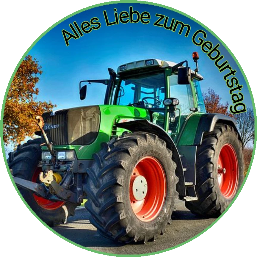 Tortenaufleger essbar Fondant rund 20cm durchmesser Geburtstag Traktor Jungs - Bild 1 von 1