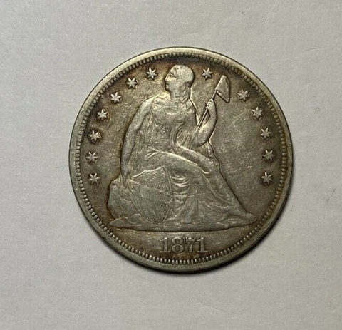 1871 Seated Liberty Dollar Choice VF With Motto Type Cover
