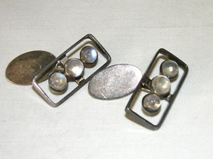 Beautiful Vintage Retro Silver Cufflinks with Moonstones - Picture 1 of 3