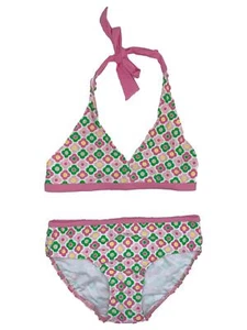 Circo Girls Pink & Green Flower 2 Piece Bathing Suit Swim Set UPF 50 Swimwear - Picture 1 of 1