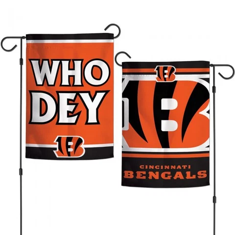 CINCINNATI BENGALS 2 SIDED WHO DEY GARDEN FLAG 12"X18" YARD BANNER NFL LICENSED Cover