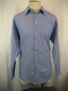 Mens Savile Row Blue Striped Cotton Blend LS Dress Shirt sz 16.5-34/35 - Picture 1 of 4