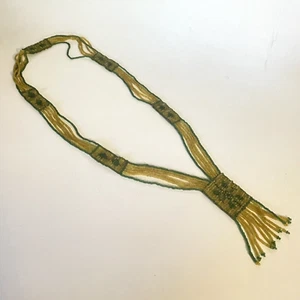 Vintage Seed Bead Sautoir Fringe Flapper Necklace Yellow & Green - Picture 1 of 9