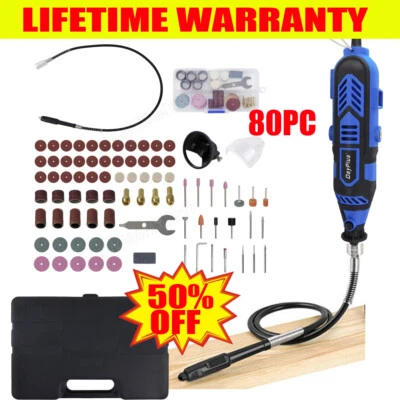 80PCS ROTARY MULTI TOOL SET DREMEL COMPATIBLE ACCESSORIES MINI DRILL HOBBY+CASE - Image 1 of 4