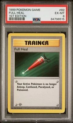 PSA 6 - Pokemon FULL HEAL 82/102 - 1ST EDITION SHADOWLESS BASE SET First Trainer - Image 1 of 2