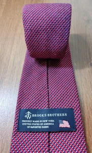 Brooks Brothers 58x3.25" Tie Men's Imported Fabric USA Geometric Red Necktie - Picture 1 of 9